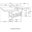 Kingfisher Lane Counter Height Storage Table Butterfly Leaf in Cappuccino