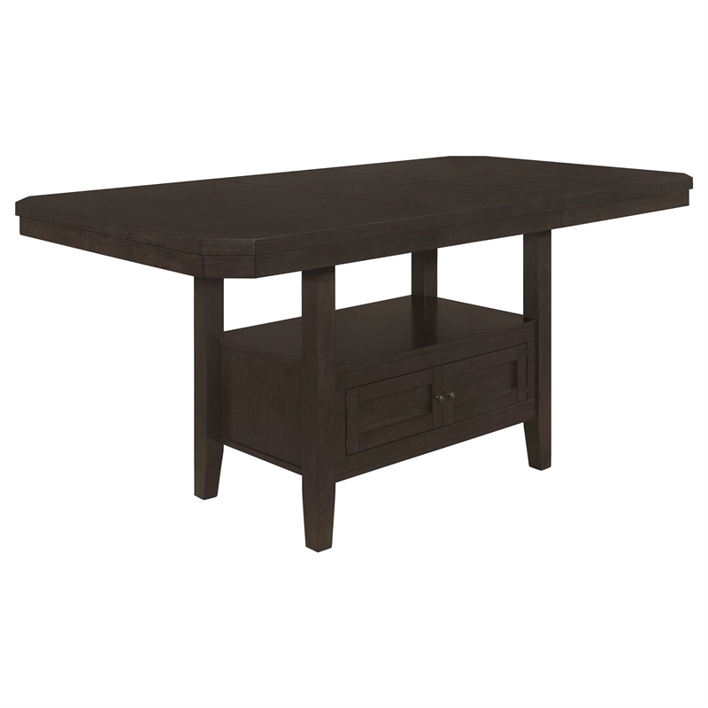 Kingfisher Lane Counter Height Storage Table Butterfly Leaf in Cappuccino