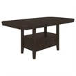 Kingfisher Lane Counter Height Storage Table Butterfly Leaf in Cappuccino