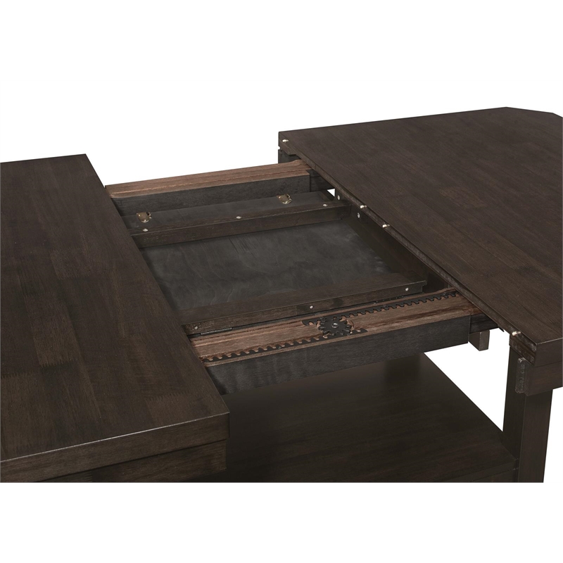 Kingfisher Lane Counter Height Storage Table Butterfly Leaf in Cappuccino