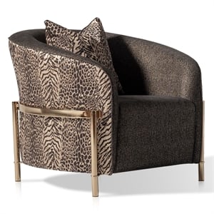 Kingfisher Lane Chenille Accent Chair with Animal Print in Onyx & Gold