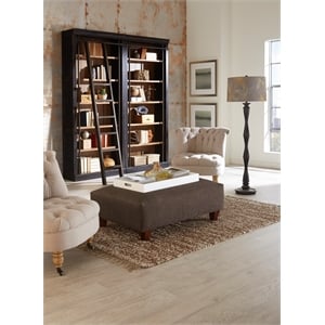 Kingfisher Lane 80&quotW x 94&quotH Wood Bookcase Wall with Ladder in Black