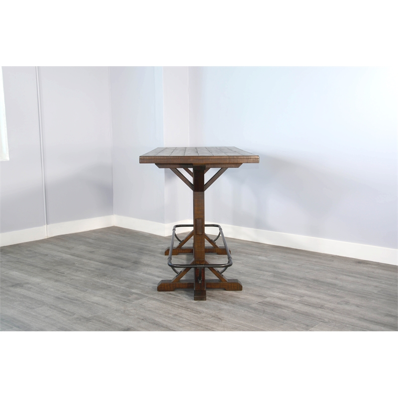 Kingfisher Lane Contemporary Solid Wood Pub Table in Tobacco Leaf Finish