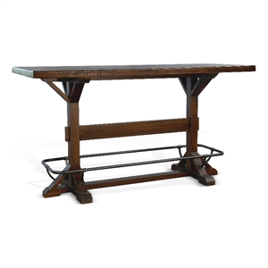 Kingfisher Lane Contemporary Solid Wood Pub Table in Tobacco Leaf Finish