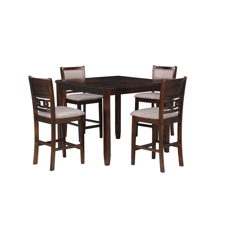 Kingfisher Lane 5-Piece Wood Counter Height Dining Set in Cherry