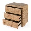 Kingfisher Lane 3-Drawer Mappa Burl Curved Chest in Light Brown