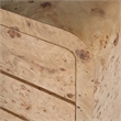 Kingfisher Lane 3-Drawer Mappa Burl Curved Chest in Light Brown