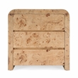 Kingfisher Lane 3-Drawer Mappa Burl Curved Chest in Light Brown