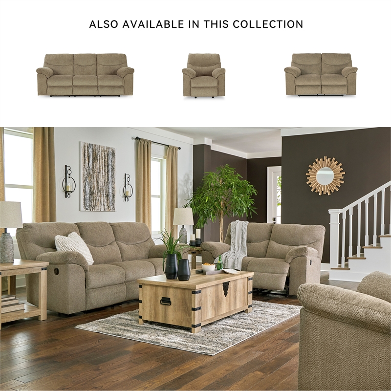 Kingfisher Lane Dual Reclining Loveseat in Light Brown Polyester