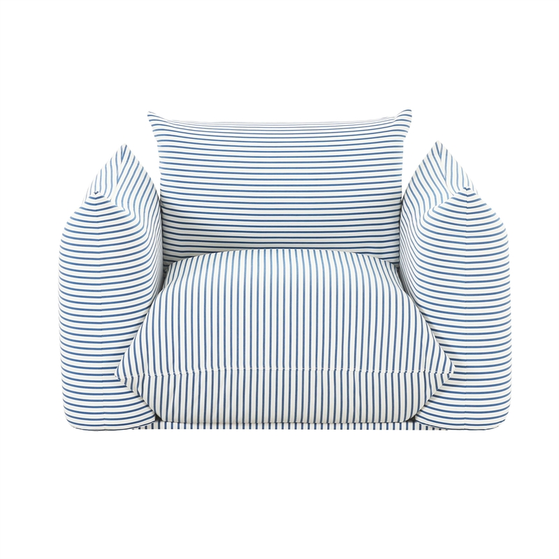 Kingfisher Lane Striped Outdoor Performance Fabric Armchair in Pearl Blue