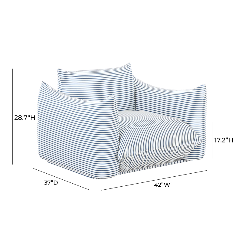Kingfisher Lane Striped Outdoor Performance Fabric Armchair in Pearl Blue