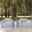 Kingfisher Lane Striped Outdoor Performance Fabric Armchair in Pearl Blue