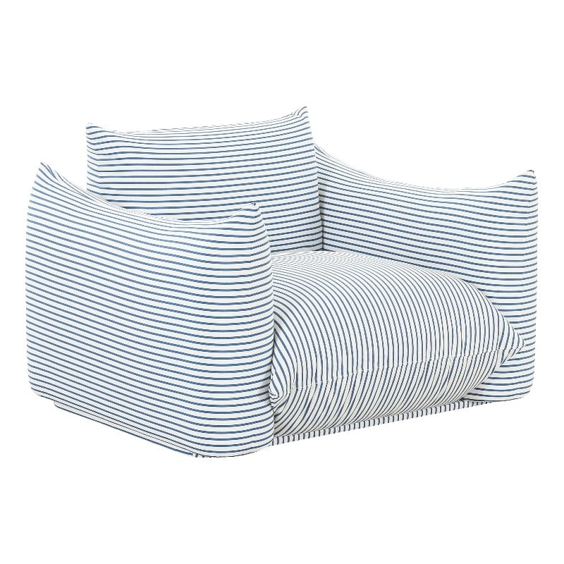 Kingfisher Lane Striped Outdoor Performance Fabric Armchair in Pearl Blue