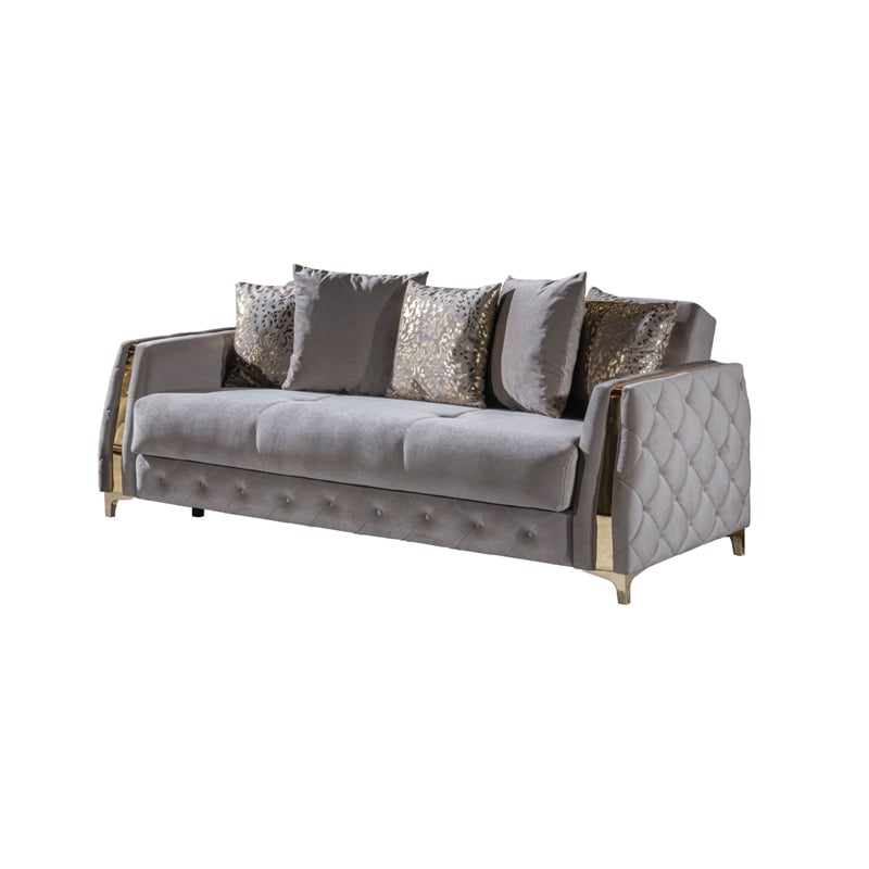 Kingfisher Lane Sleeper Sofa with Under-Seat Storage in Taupe Polyester