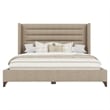 Kingfisher Lane Channel Tufted King Bed in Tan Performance Fabric