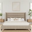 Kingfisher Lane Channel Tufted King Bed in Tan Performance Fabric