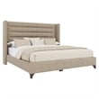 Kingfisher Lane Channel Tufted King Bed in Tan Performance Fabric