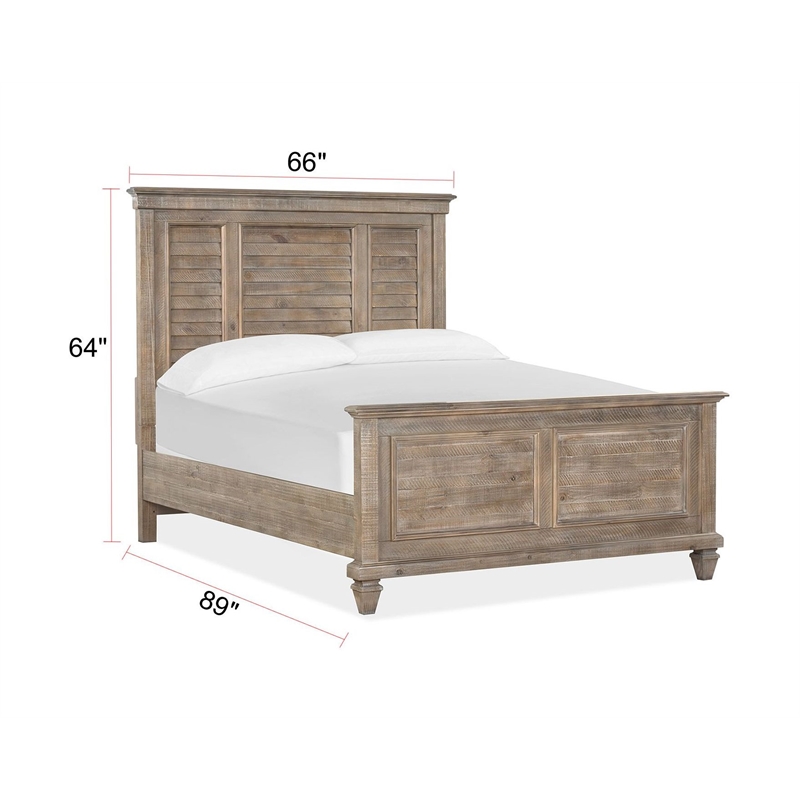 Kingfisher Lane Dovetail Grey Queen Shutter Panel Bed in Pine