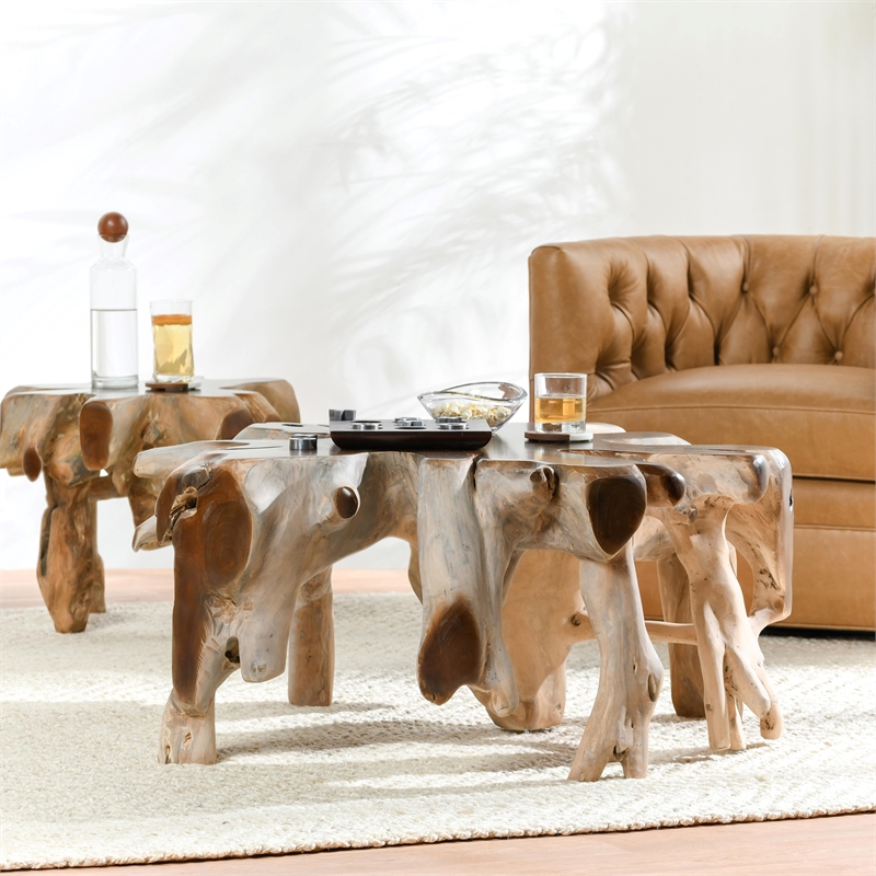 Kingfisher Lane Contemporary Natural Handcrafted Teak Root Coffee Table