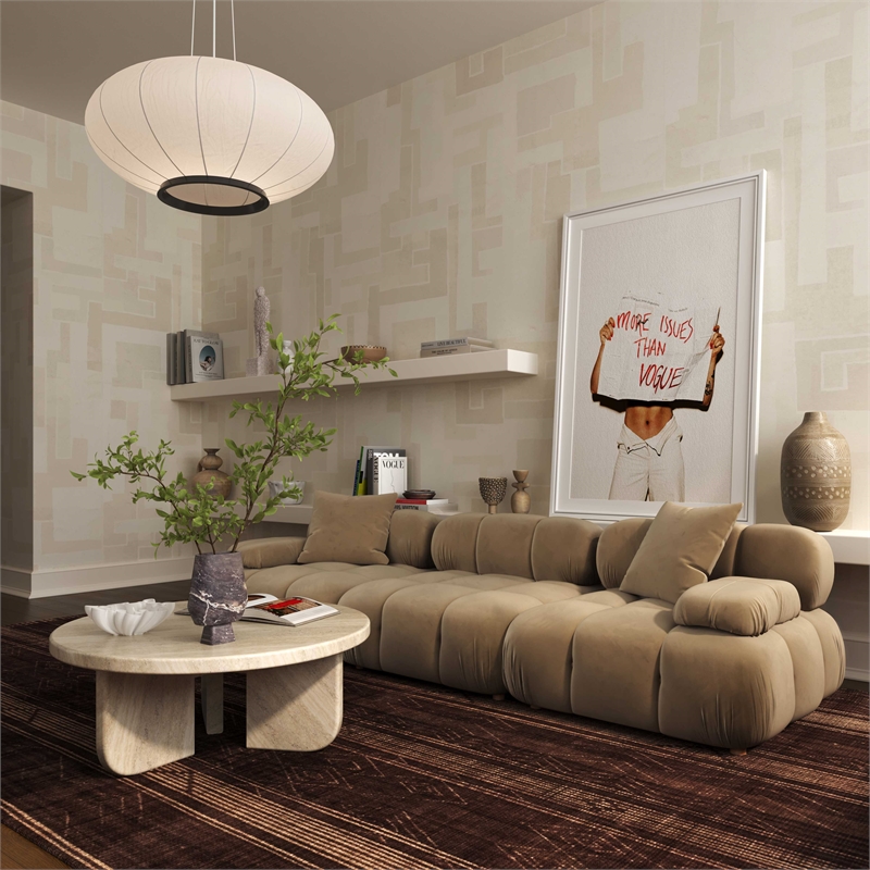 Kingfisher Lane Modular Loveseat Cafe Au Lait Performance Velvet