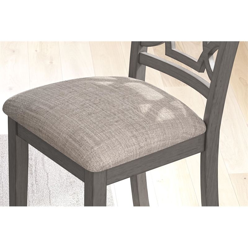 Kingfisher Lane 6-Piece Dining Set with Bench in Light Gray Upholstered