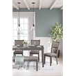 Kingfisher Lane 6-Piece Dining Set with Bench in Light Gray Upholstered