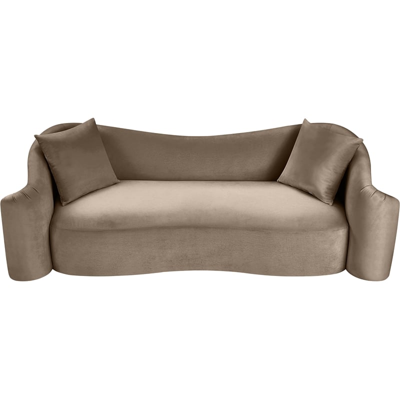 Kingfisher Lane Contemporary Oversized Velvet Sofa in Taupe Finish