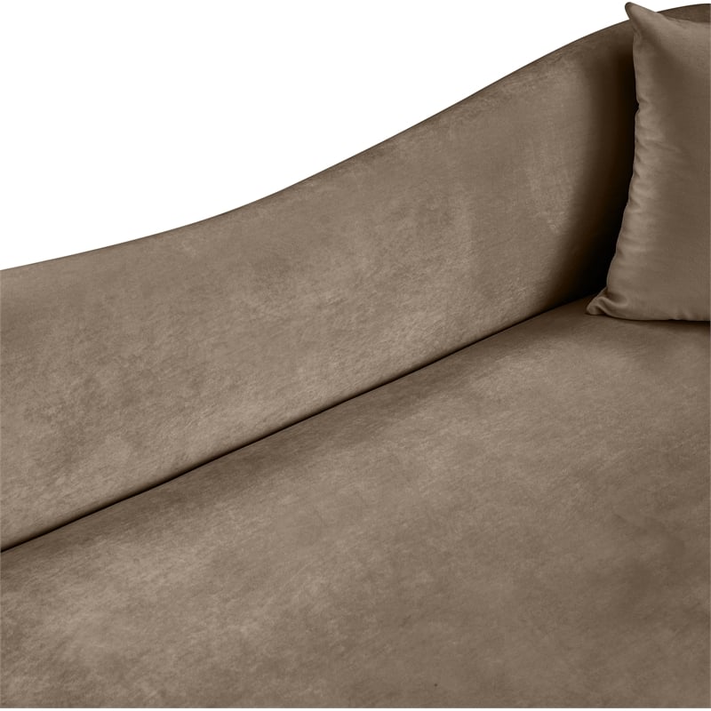 Kingfisher Lane Contemporary Oversized Velvet Sofa in Taupe Finish