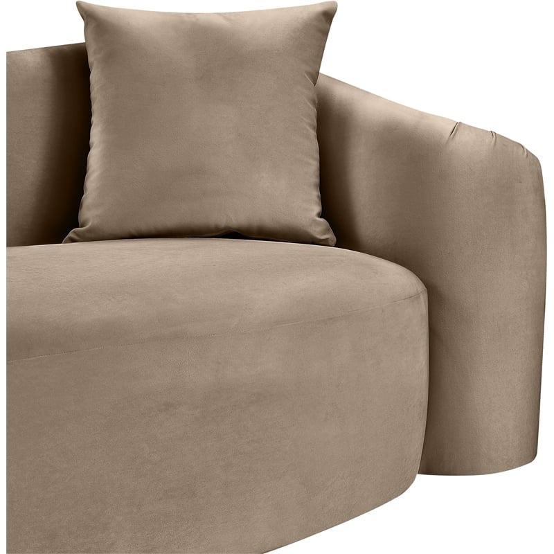 Kingfisher Lane Contemporary Oversized Velvet Sofa in Taupe Finish