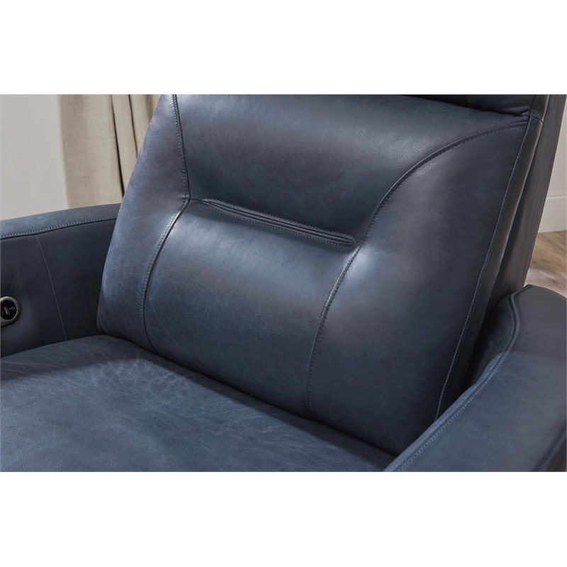 Kingfisher Lane Power Swivel Glider Recliner in Vintage Navy Leather