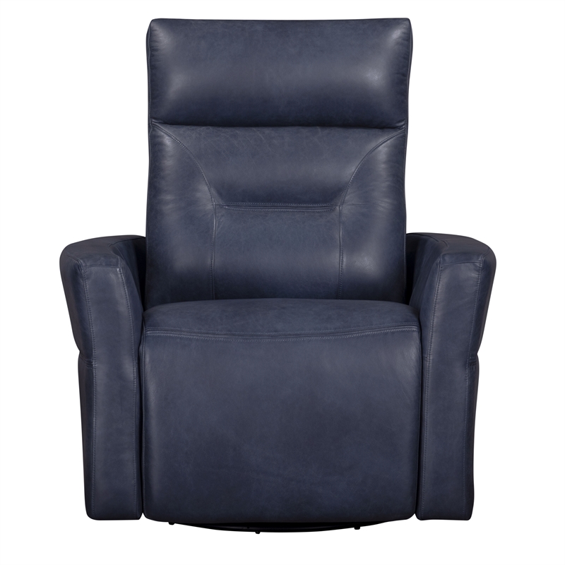 Kingfisher Lane Power Swivel Glider Recliner in Vintage Navy Leather