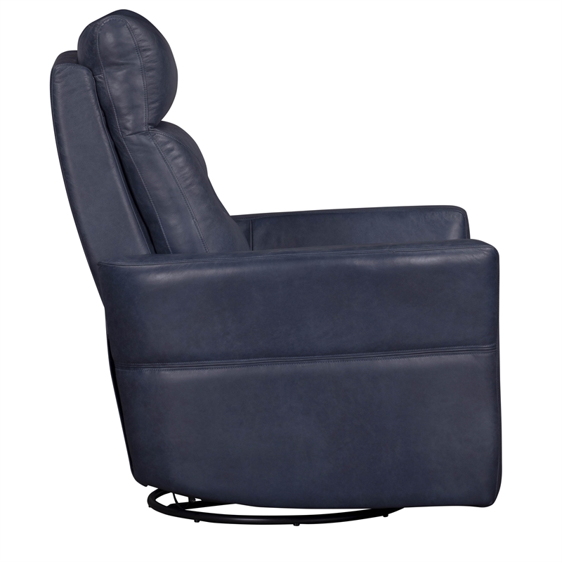 Kingfisher Lane Power Swivel Glider Recliner in Vintage Navy Leather