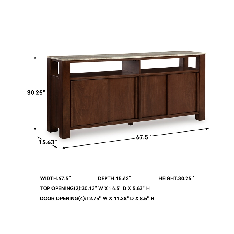 Kingfisher Lane Contemporary Dark Brown Accent Cabinet with Marble Top