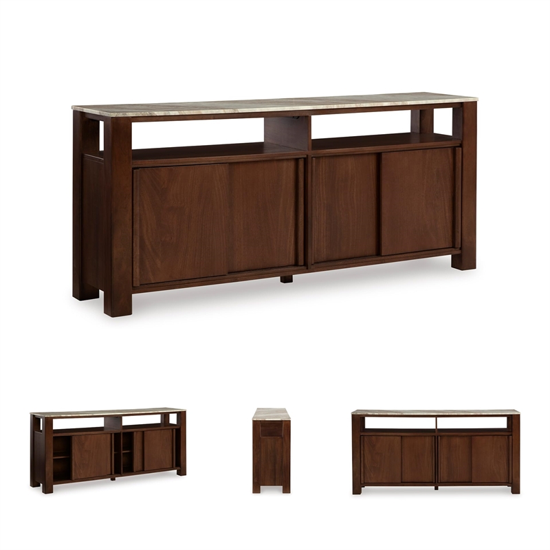 Kingfisher Lane Contemporary Dark Brown Accent Cabinet with Marble Top
