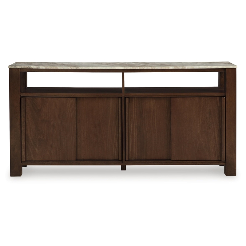 Kingfisher Lane Contemporary Dark Brown Accent Cabinet with Marble Top