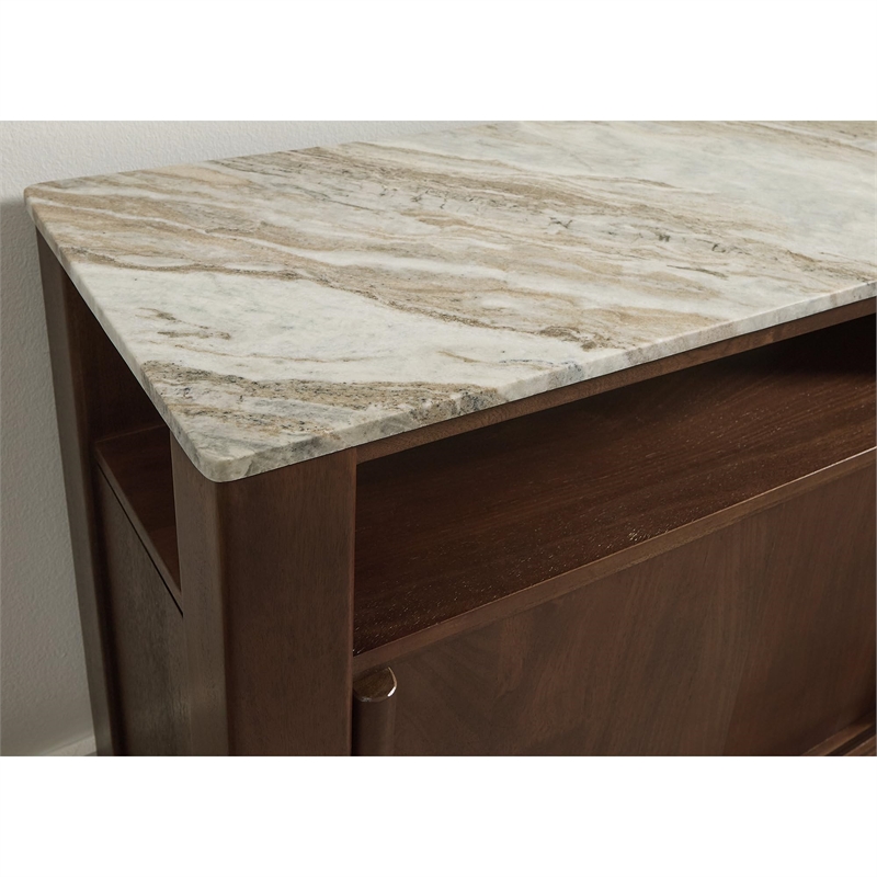 Kingfisher Lane Contemporary Dark Brown Accent Cabinet with Marble Top