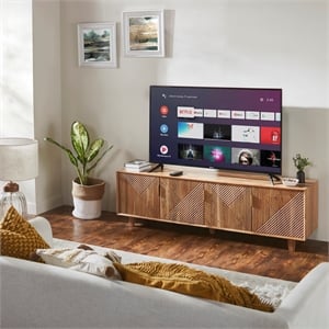 Kingfisher Lane 68&quot Solid Wood TV Stand in Natural Honey for TVs to 78&quot
