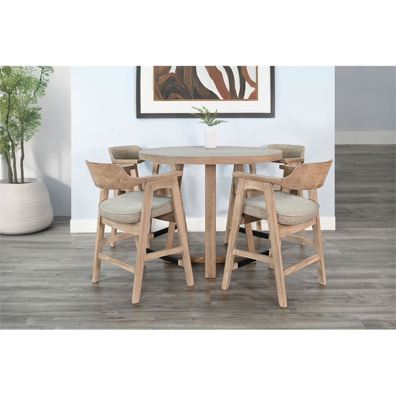 Kingfisher Lane Round Counter Height Solid Wood Table in Weathered Finish