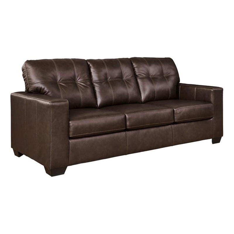 Kingfisher Lane Contemporary Queen Sofa Sleeper in Brown Faux Leather