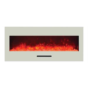 amantii glass fireplace screen with single slot no back lighting in white