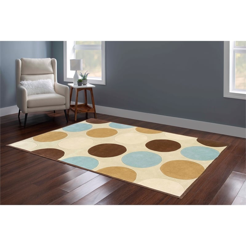 Laysan Home Transitional Hand Tufted Polyester 5'x7' Rug in Tan Brown