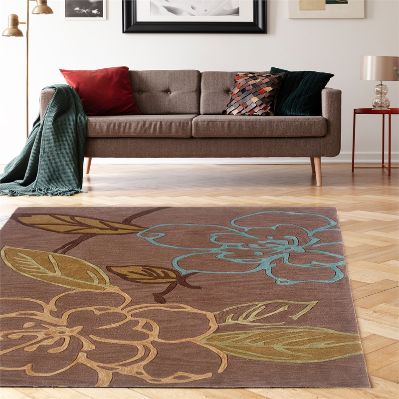 Laysan Home Transitional Dyed Hand Tufted Polyester 5'x7' Rug in Purple