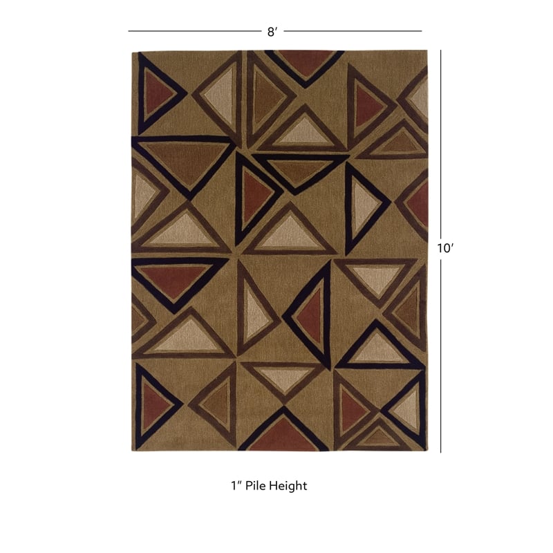 Laysan Home Transitional Hand Tufted Polyester 8'x10' Rug in Camel Brown