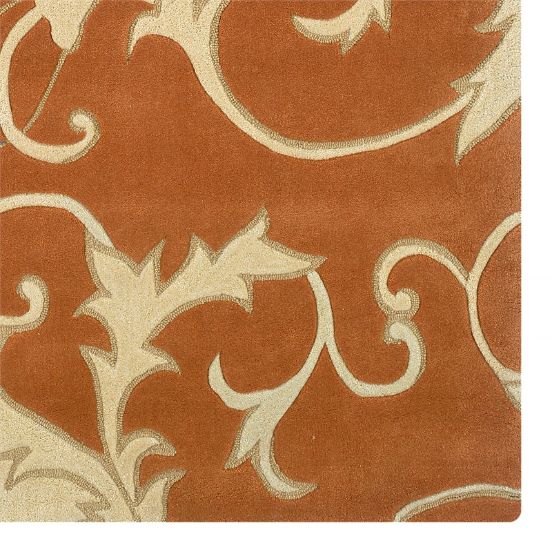 Laysan Home Transitional Hand Tufted Polyester 5'x7' Rug in Pumpkin Orange