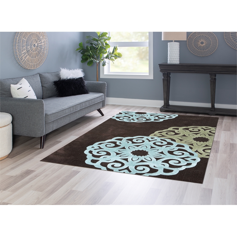 Laysan Home Transitional Hand Tufted Polyester 5'x7' Rug in Chocolate Brown