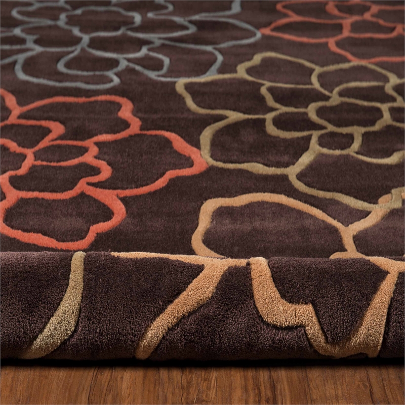 Laysan Home Transitional Hand Tufted Polyester 5'x7' Rug in Chocolate Brown