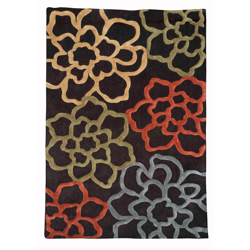 Laysan Home Transitional Hand Tufted Polyester 5'x7' Rug in Chocolate Brown
