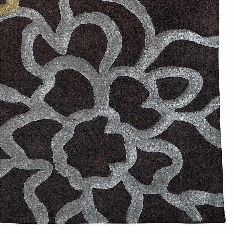 Laysan Home Transitional Hand Tufted Polyester 5'x7' Rug in Chocolate Brown