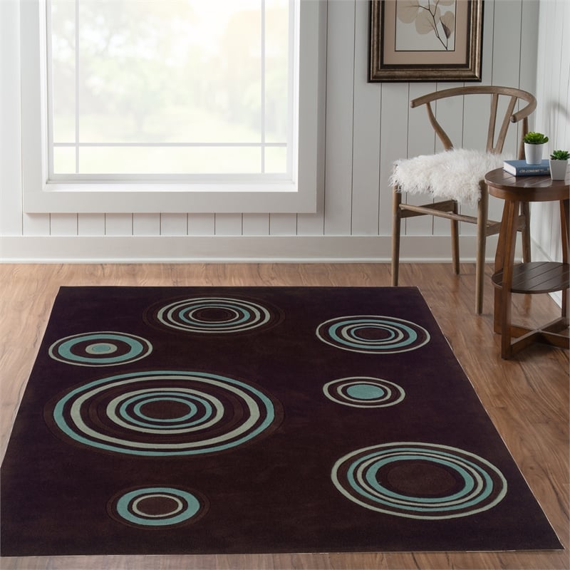Laysan Home Transitional Hand Tufted Polyester 5'x7' Rug in Chocolate Brown
