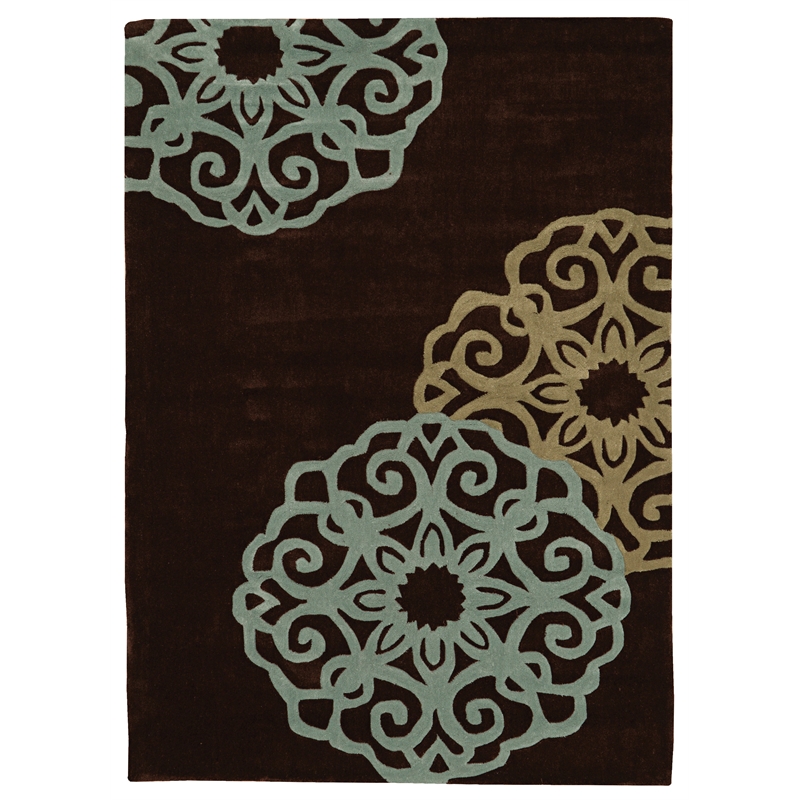 Laysan Home Transitional Hand Tufted Polyester 8'x10' Rug in Chocolate Brown